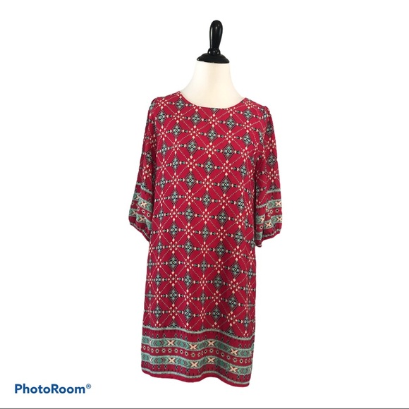 Everly shift dress -pink and teal diamond pattern - Size Small - Picture 1 of 8